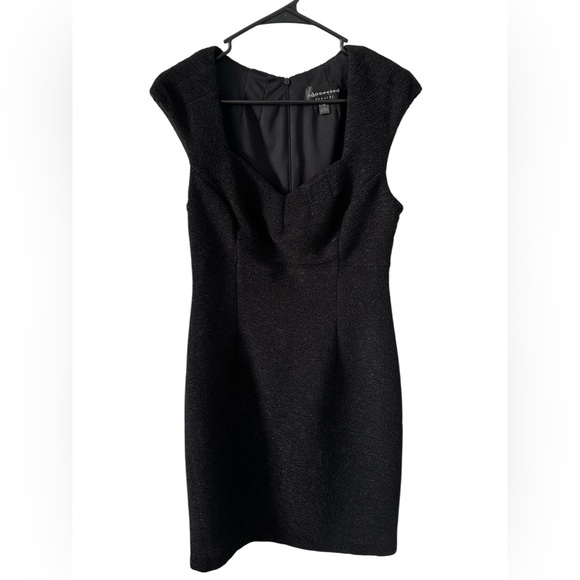 Connected Apparel Textured Black Mini Dress - Picture 1 of 6